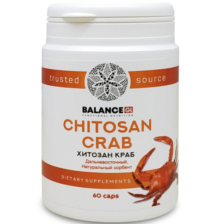 Хитозан краб, Chitosan Crab, Balance GL, 60 капсул